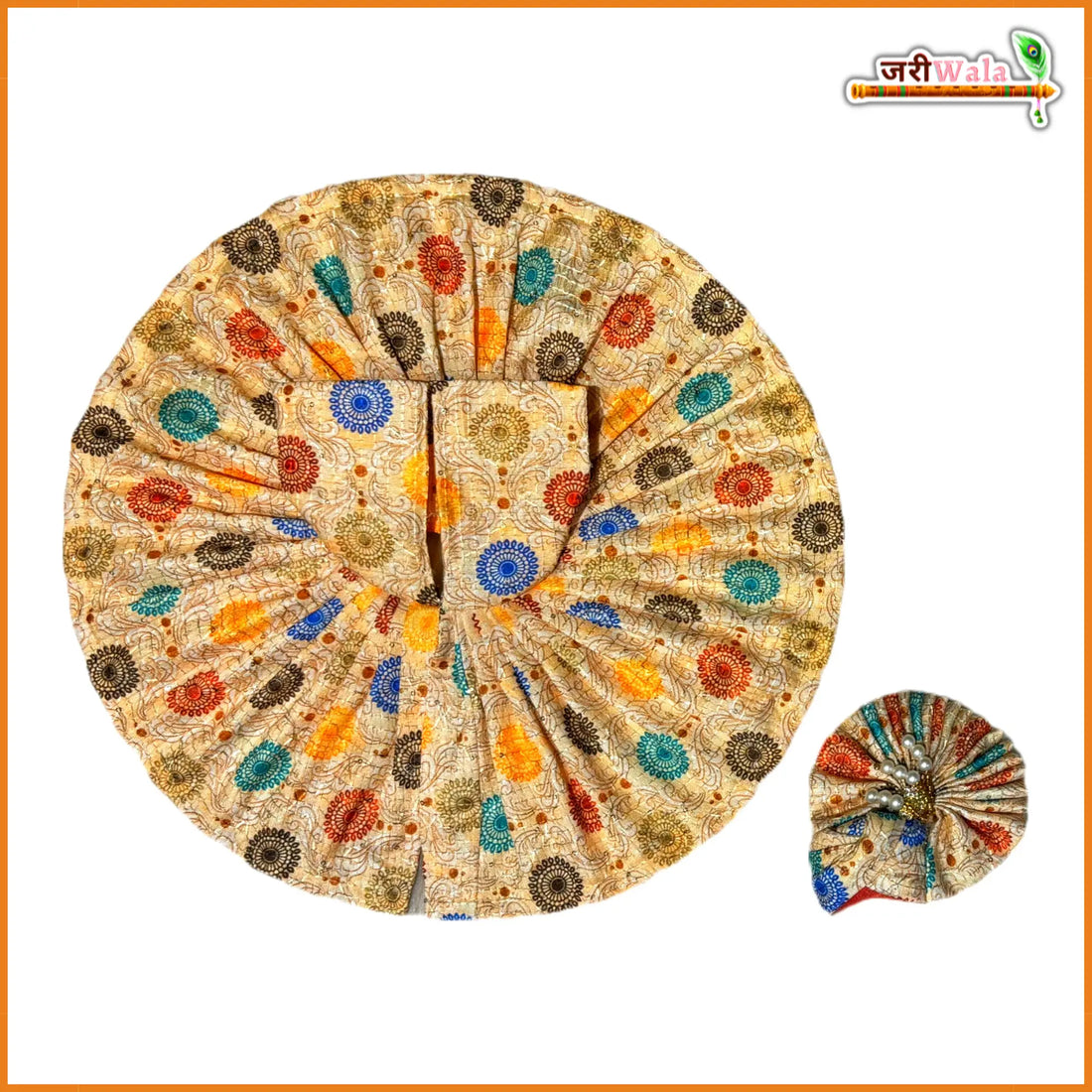 Handmade Yellow Blended Cotton Laddu Gopal Poshak with Pagdi - Designer Kanha Ji Dress for Janmashtami, Fancy Bal Gopal & Krishna Ji Dress