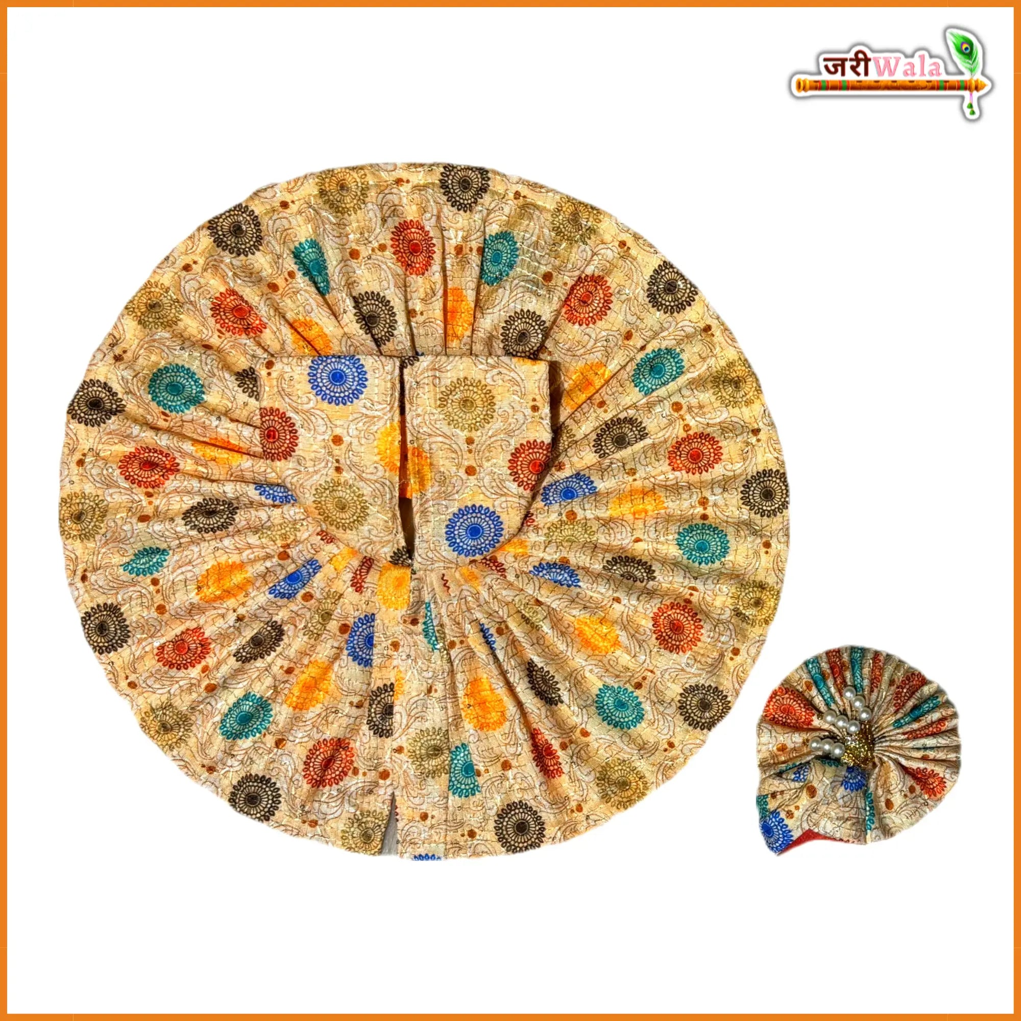 Handmade Yellow Blended Cotton Laddu Gopal Poshak with Pagdi - Designer Kanha Ji Dress for Janmashtami, Fancy Bal Gopal & Krishna Ji Dress