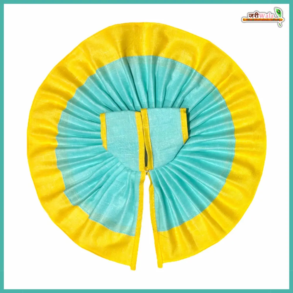 Handmade Sea Green & Yellow Laddu Gopal Poshak - Designer Bal Gopal Dress for Janmashtami, Fancy Krishna Ji Dress, Kanha Ji Poshak