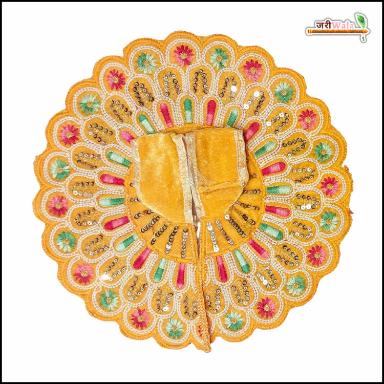 Handmade Yellow Laddu Gopal Dress with Sitara Moti Work | Designer Kanha Ji Poshak for Janmashtami | Fancy Bal Gopal Dress