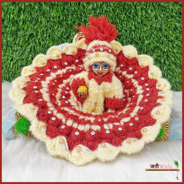 Handmade Woolen Fancy Multicolor Laddu Gopal Dress & Poshak with Cap | Designer Kanha Ji Dress for Janmashtami & Festivals | Bal Gopal & Krishna Ji Dress
