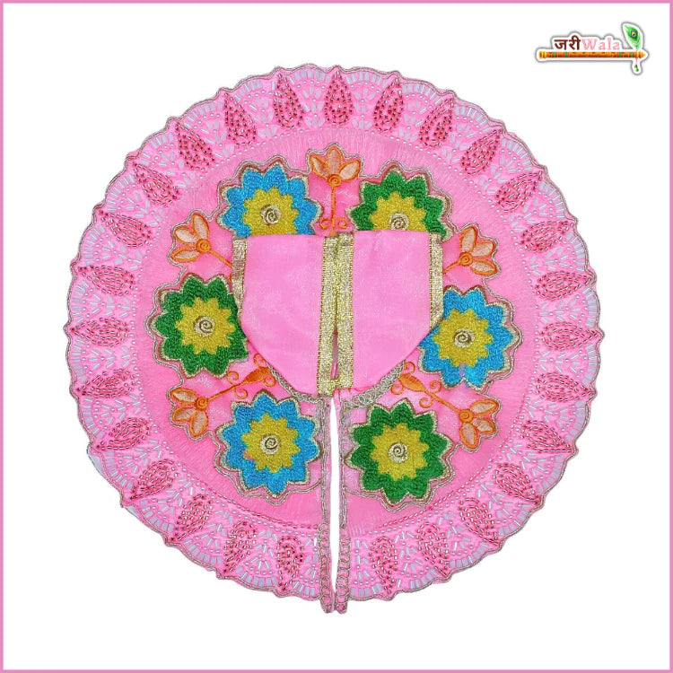 Handmade Baby Pink Laddu Gopal Poshak with Frill & Moti Cutdana Thread Work | Designer Kanha Ji Dress for Janmashtami & Festivals