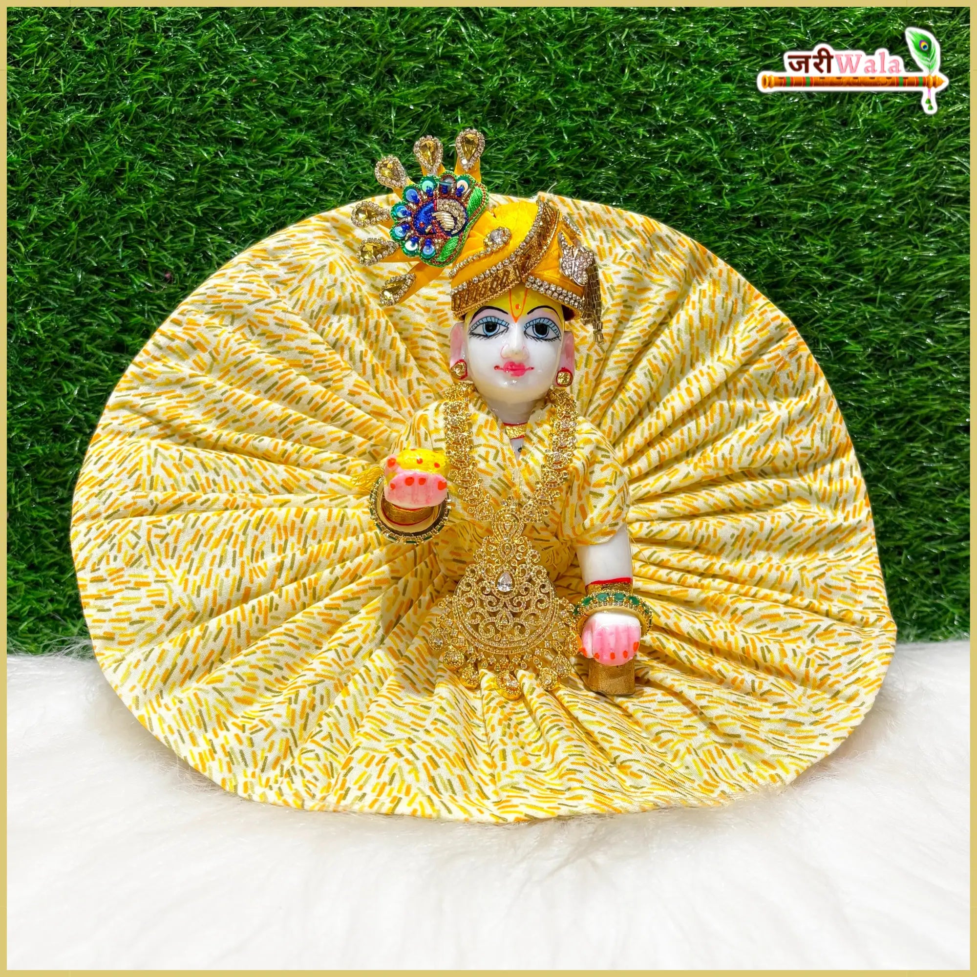 Handmade Coton Plain Lemon Laddu Gopal Dress - Designer Kanha Ji Poshak for Janmashtami, Fancy Bal Gopal Dress, Krishna Ji Outfit