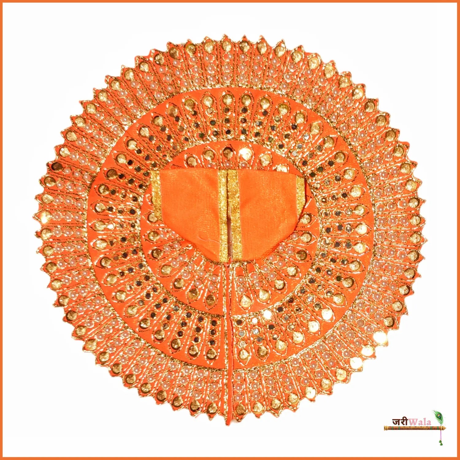 Handmade Blended Thread Orange Laddu Gopal Dress with Moti Sitara Work - Designer Kanha Ji Poshak for Janmashtami & Festivals