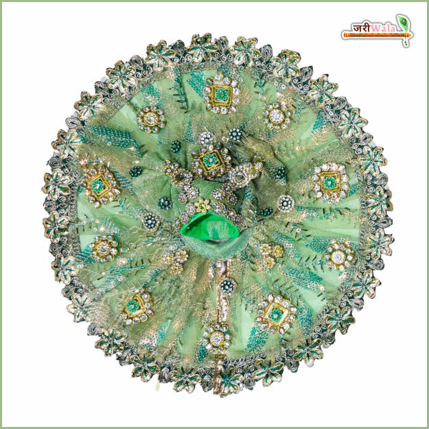 Handmade Light Green Laddu Gopal Dress with Pagdi & Patka - Designer Kanha Ji Poshak for Janmashtami, Fancy Bal Gopal Dress