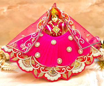 Luxe Handmade Pink Pearl & Sequence Lehenga Set - Designer Choli & Dupatta for Laddu Gopal Dress, Kanha Ji Poshak, Bal Gopal Dress, Janmashtami Celebration