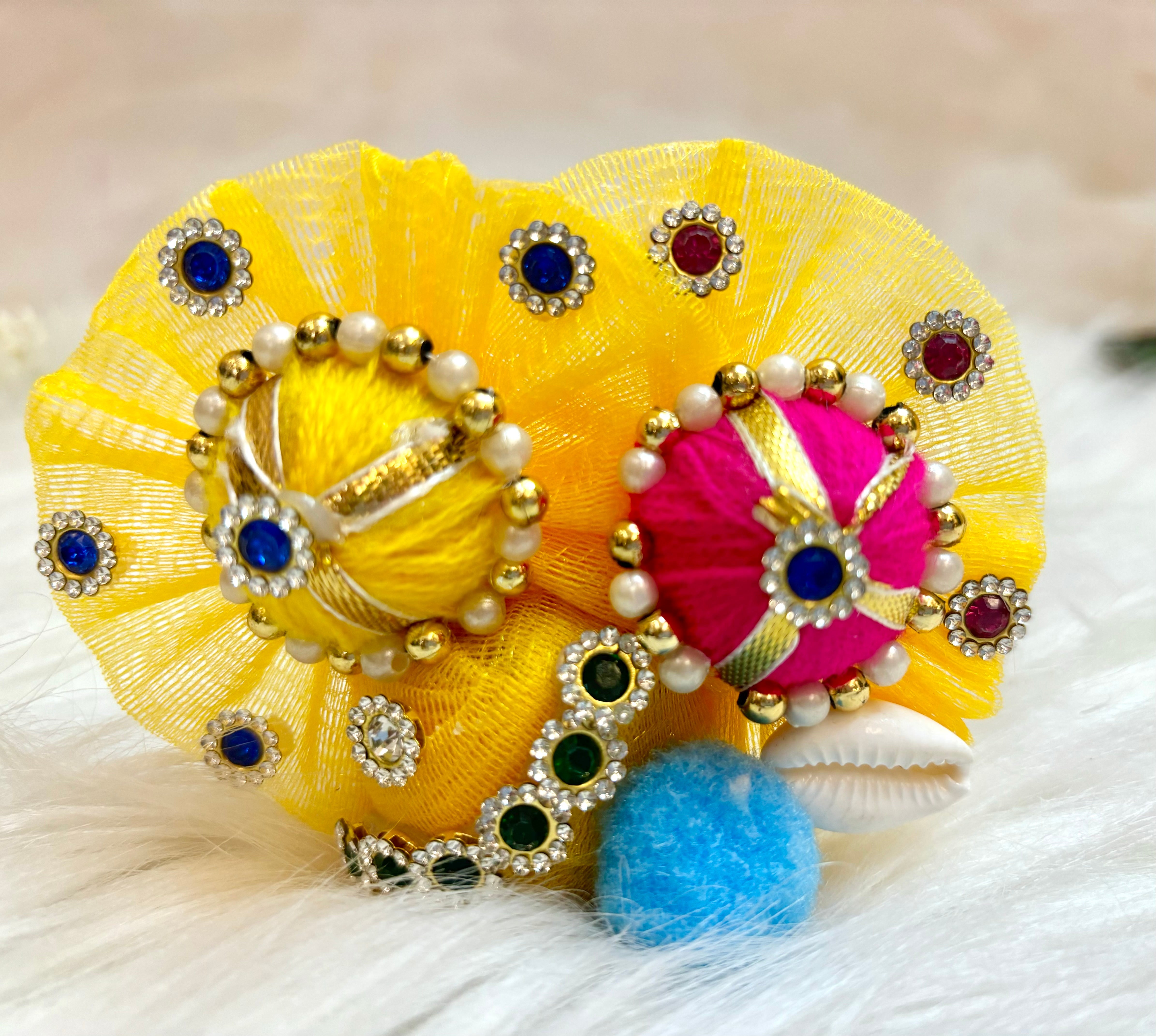 Handmade Yellow Mustard Laddu Gopal Dress - Designer Kanha Ji Poshak, Fancy Bal Gopal Outfit for Janmashtami Celebrations