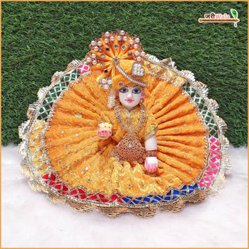 Handmade Yellow Laddu Gopal Dress with Sitara Lace Work - Designer Kanha Ji Poshak for Janmashtami & Festivals | Fancy Bal Gopal Dress