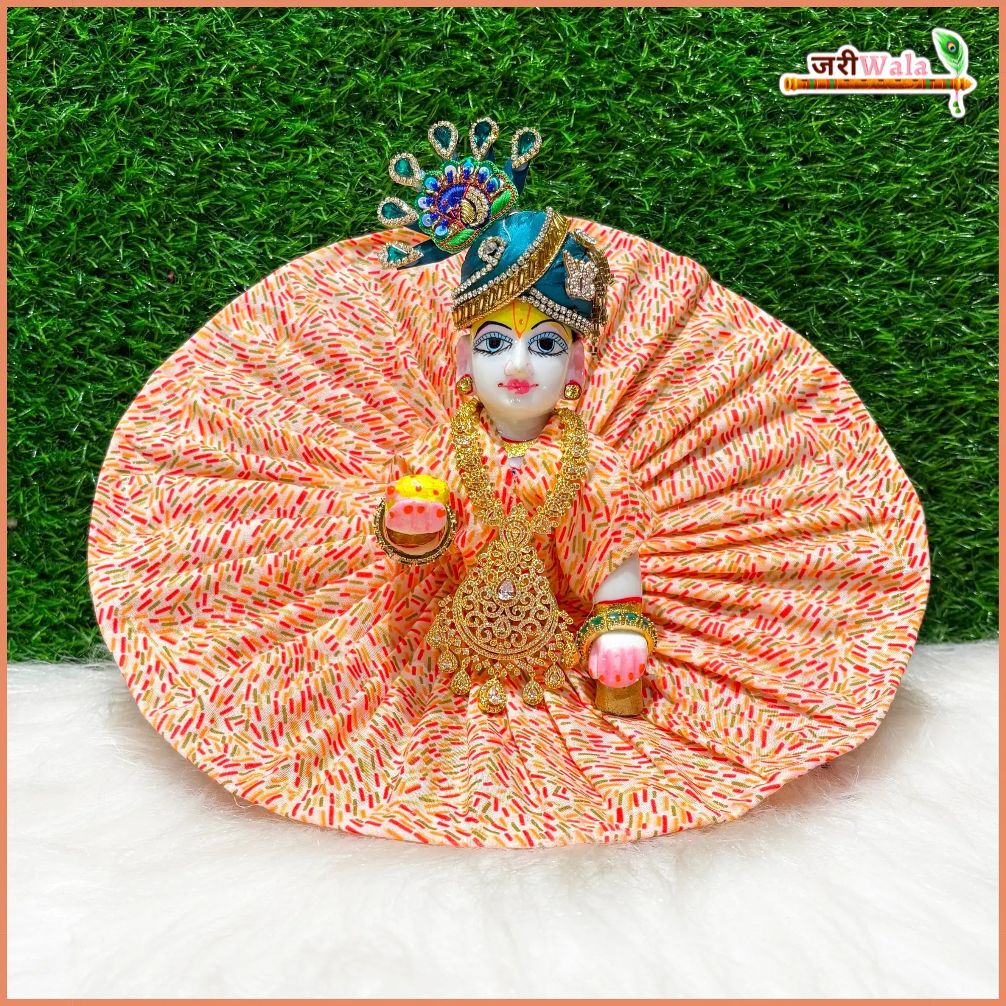Handmade Coton Plain Peach Laddu Gopal Dress - Designer Poshak for Kanha Ji, Bal Gopal & Krishna Ji | Fancy Janmashtami Outfit