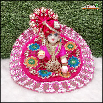Handmade Magenta Laddu Gopal Dress with Frill and Moti Cutdana Thread Work | Designer Kanha Ji Poshak for Janmashtami & Festivals