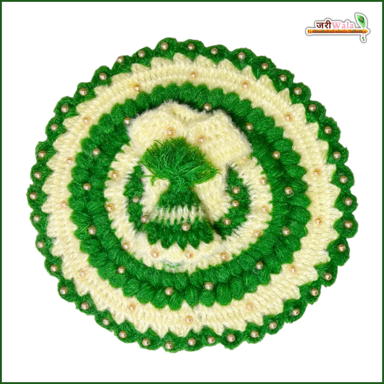 Handmade Woolen Fancy Green & Cream Laddu Gopal Dress | Designer Kanha Ji Poshak for Janmashtami | Bal Gopal & Krishna Ji Dress