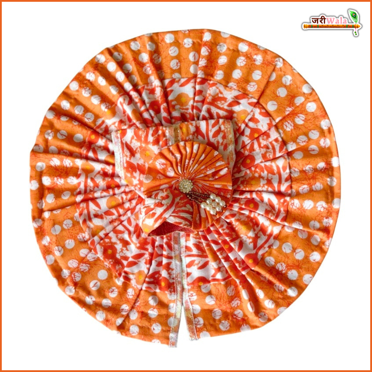 Handmade Orange Cotton Laddu Gopal Dress with Pagdi - Designer Poshak for Kanha Ji, Bal Gopal, and Krishna Ji | Perfect for Janmashtami Festival