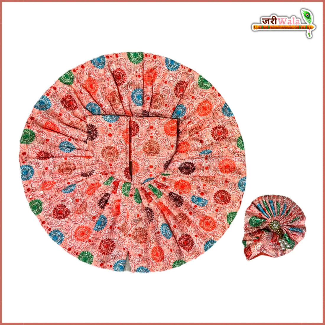 Handmade Blended Cotton Peach Laddu Gopal Dress with Pagdi | Designer Kanha Ji Poshak for Janmashtami | Fancy Bal Gopal Dress