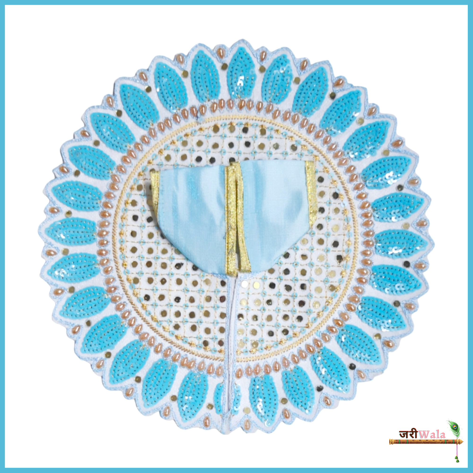 Handmade Light Blue Designer Poshak for Laddu Gopal | Fancy Kanha Ji Dress for Janmashtami | Elegant Bal Gopal & Krishna Ji Dress