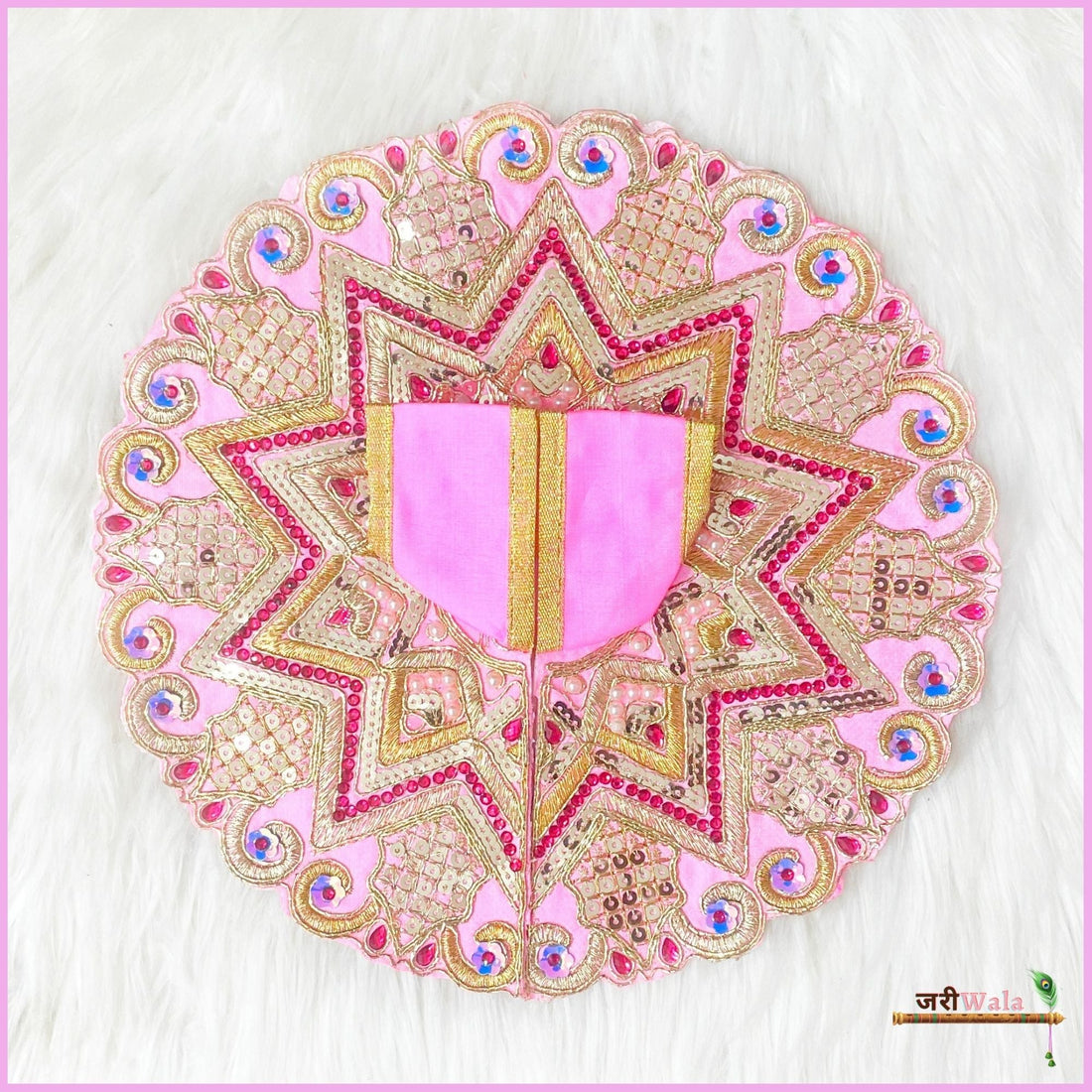 Handmade Baby Pink Designer Poshak with Sitara Stone Work for Laddu Gopal, Kanha Ji, Bal Gopal & Krishna Ji - Perfect for Janmashtami Festival
