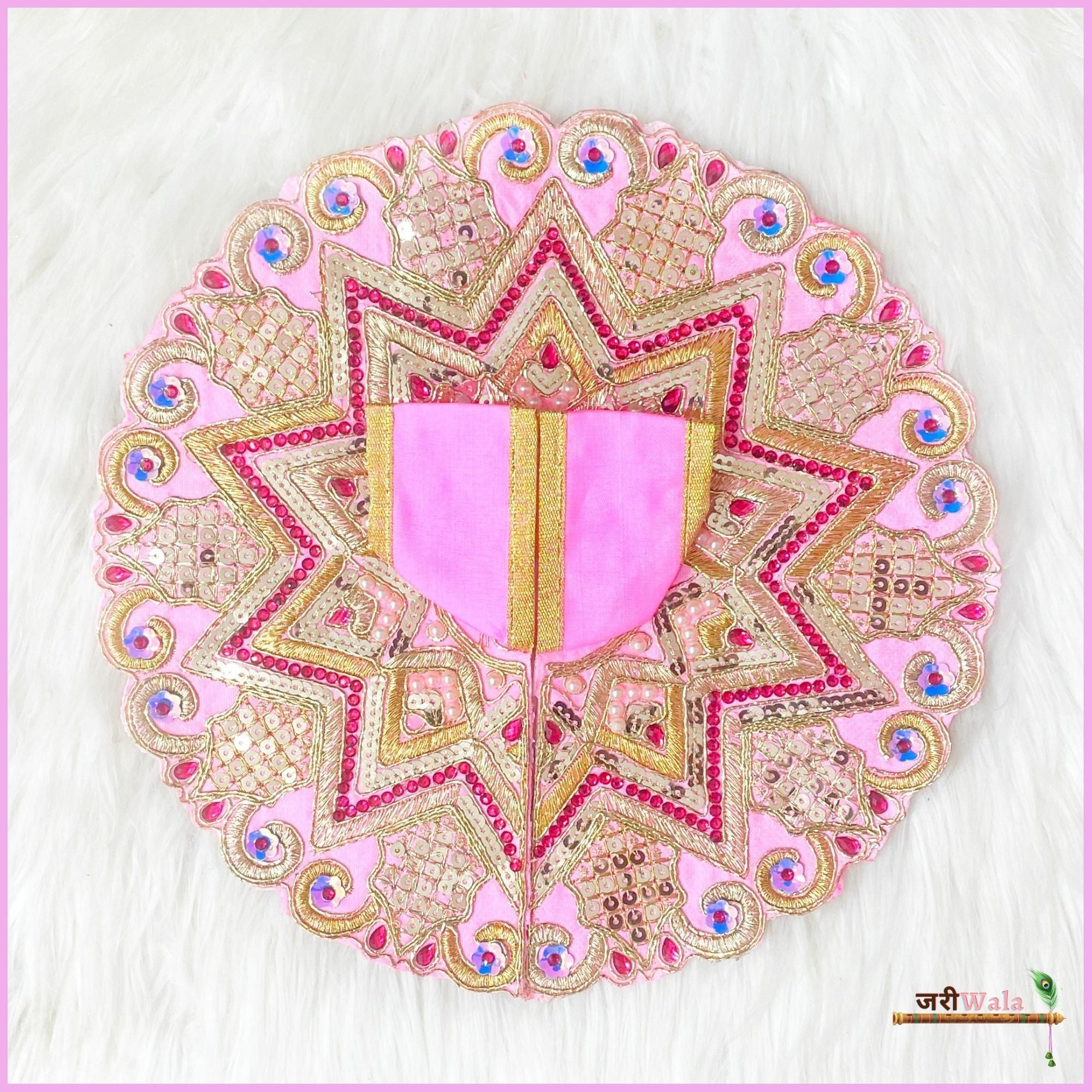 Handmade Baby Pink Designer Poshak with Sitara Stone Work for Laddu Gopal, Kanha Ji, Bal Gopal & Krishna Ji - Perfect for Janmashtami Festival
