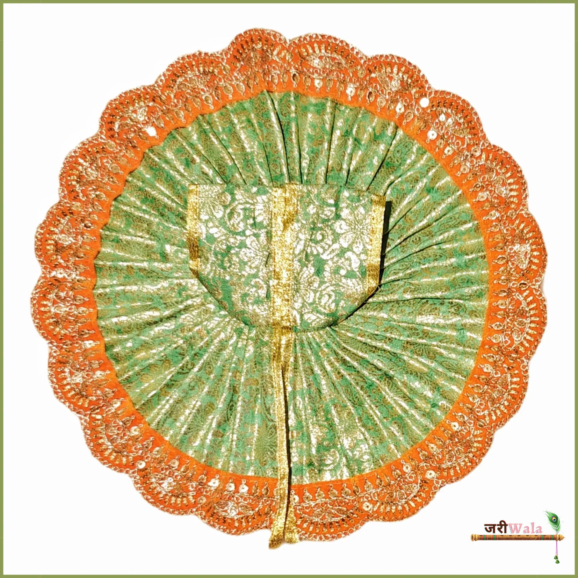 Handmade Designer Green & Orange Laddu Gopal Dress with Sitara Work | Fancy Kanha Ji Poshak for Janmashtami & Festivals | Bal Gopal & Krishna Ji Dress