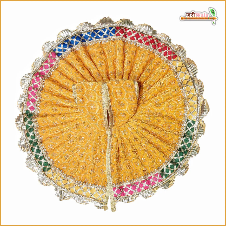 Handmade Yellow Laddu Gopal Dress with Sitara Lace Work - Designer Kanha Ji Poshak for Janmashtami & Festivals | Fancy Bal Gopal Dress