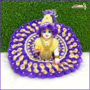 Handmade Fancy Lavender Laddu Gopal Poshak with Cap - Designer Kanha Ji Dress for Janmashtami, Bal Gopal Dress, Krishna Ji Poshak
