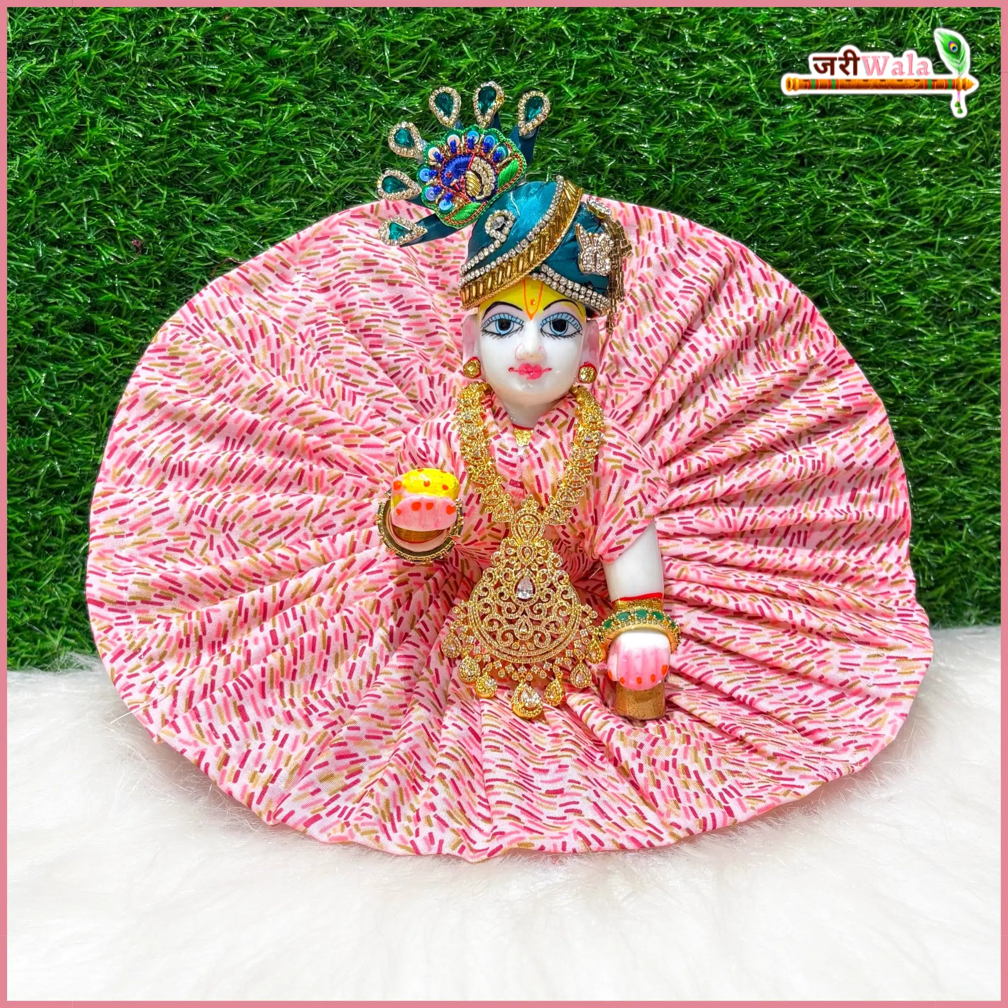 Handmade Baby Pink Laddu Gopal Poshak - Designer Kanha Ji Dress for Janmashtami | Fancy Bal Gopal Dress & Krishna Ji Poshak