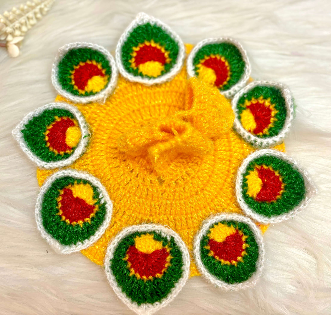 Handmade Yellow Green Leaves Laddu Gopal Dress | Designer Kanha Ji Poshak for Janmashtami | Fancy Bal Gopal & Krishna Ji Dress