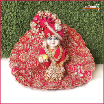 Handmade Magenta Laddu Gopal Dress with Cutdana Sitara Moti Work | Designer Kanha Ji Poshak for Janmashtami | Fancy Bal Gopal Dress