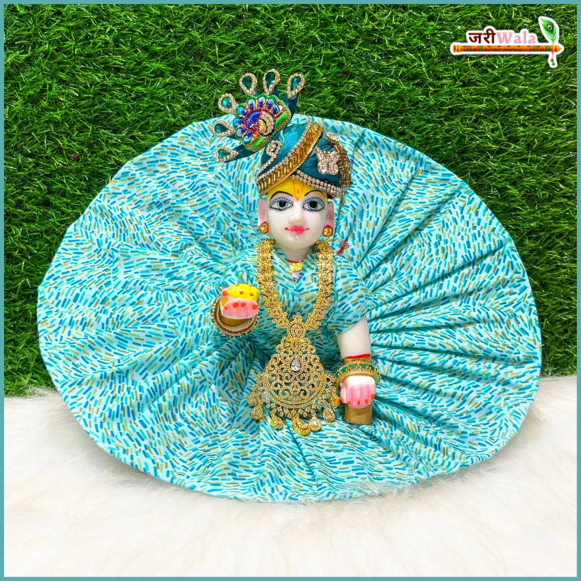 Handmade Coton Plain Firozi Laddu Gopal Dress - Designer Kanha Ji Poshak for Janmashtami, Fancy Bal Gopal & Krishna Ji Dress