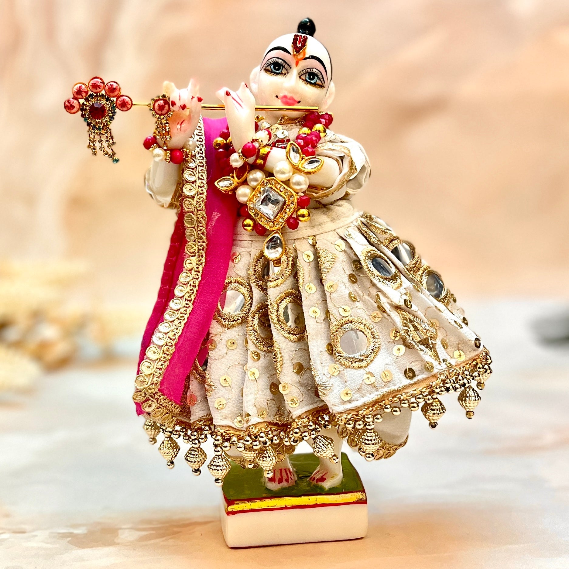 Handmade Iskcon Inspired 7-Piece Chandrika Roop Dress Set for Laddu Gopal | Designer Kanha Ji Poshak | Perfect for Janmashtami & Festivals