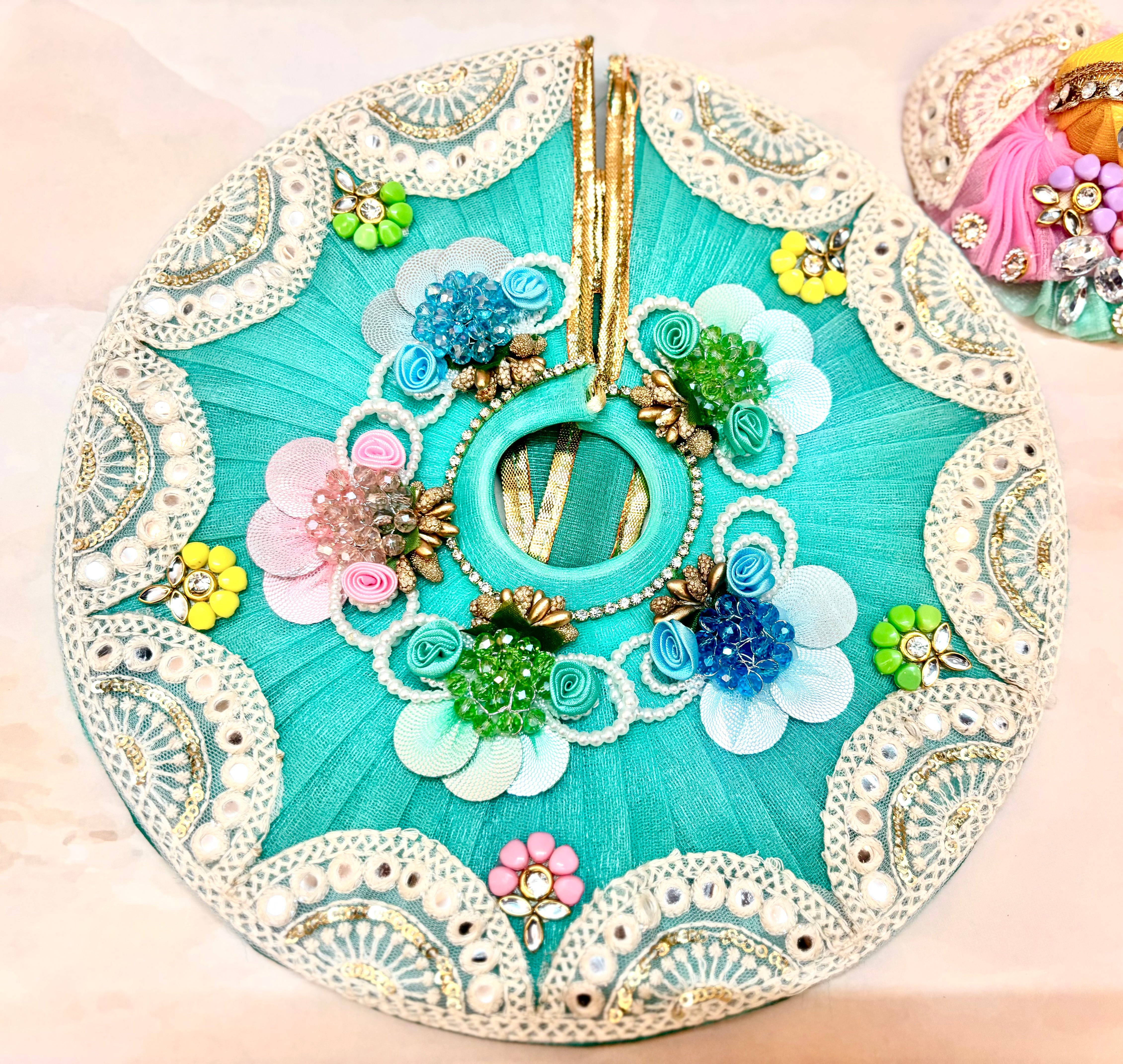 Handmade Sea Green Laddu Gopal Dress - Designer Kanha Ji Poshak for Janmashtami, Fancy Bal Gopal Dress, Krishna Ji Dress