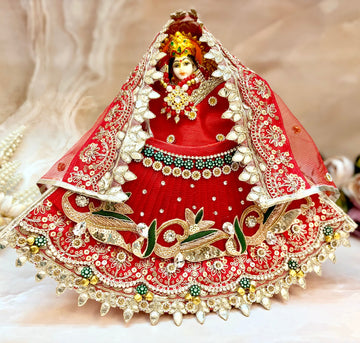 Luxe Durga Maa Mahashakti Mata Rani 3-Piece Lehenga Set with Choli & Dupatta - Designer Laddu Gopal Dress for Janmashtami, Kanha Ji Poshak, Bal Gopal Dress