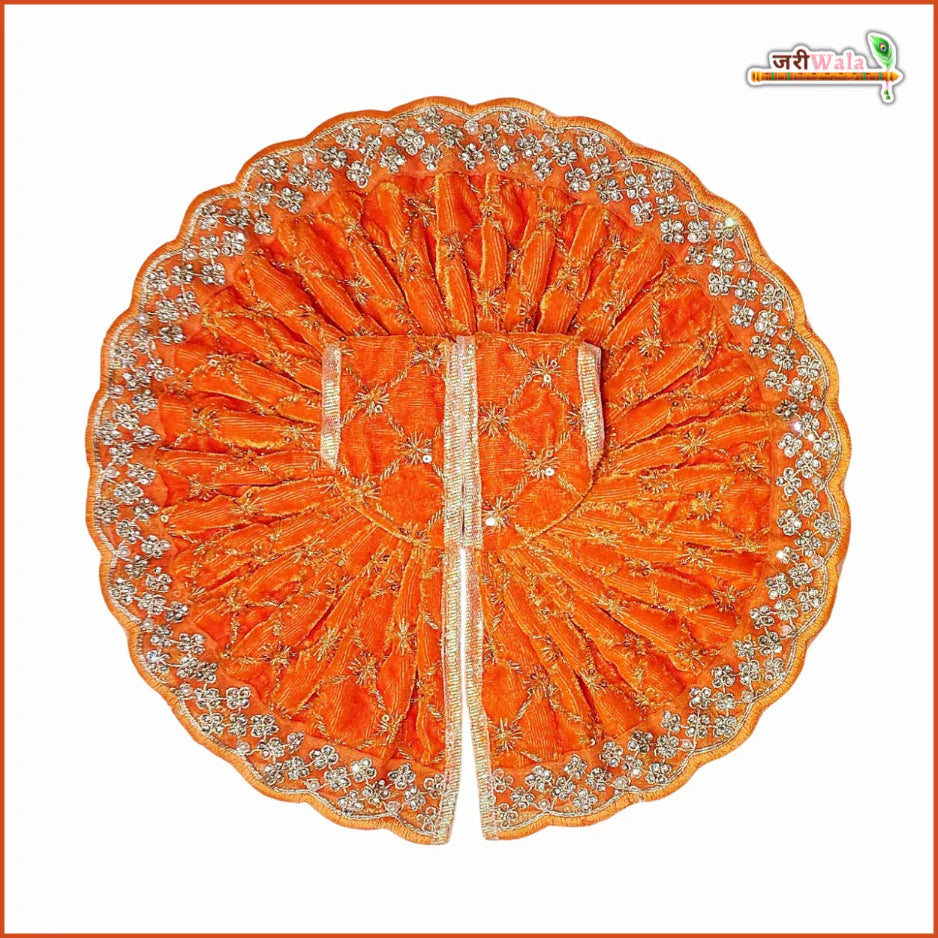 Handmade Orange Laddu Gopal Dress with Sitara Stone Work | Designer Kanha Ji Poshak for Janmashtami | Fancy Bal Gopal Dress