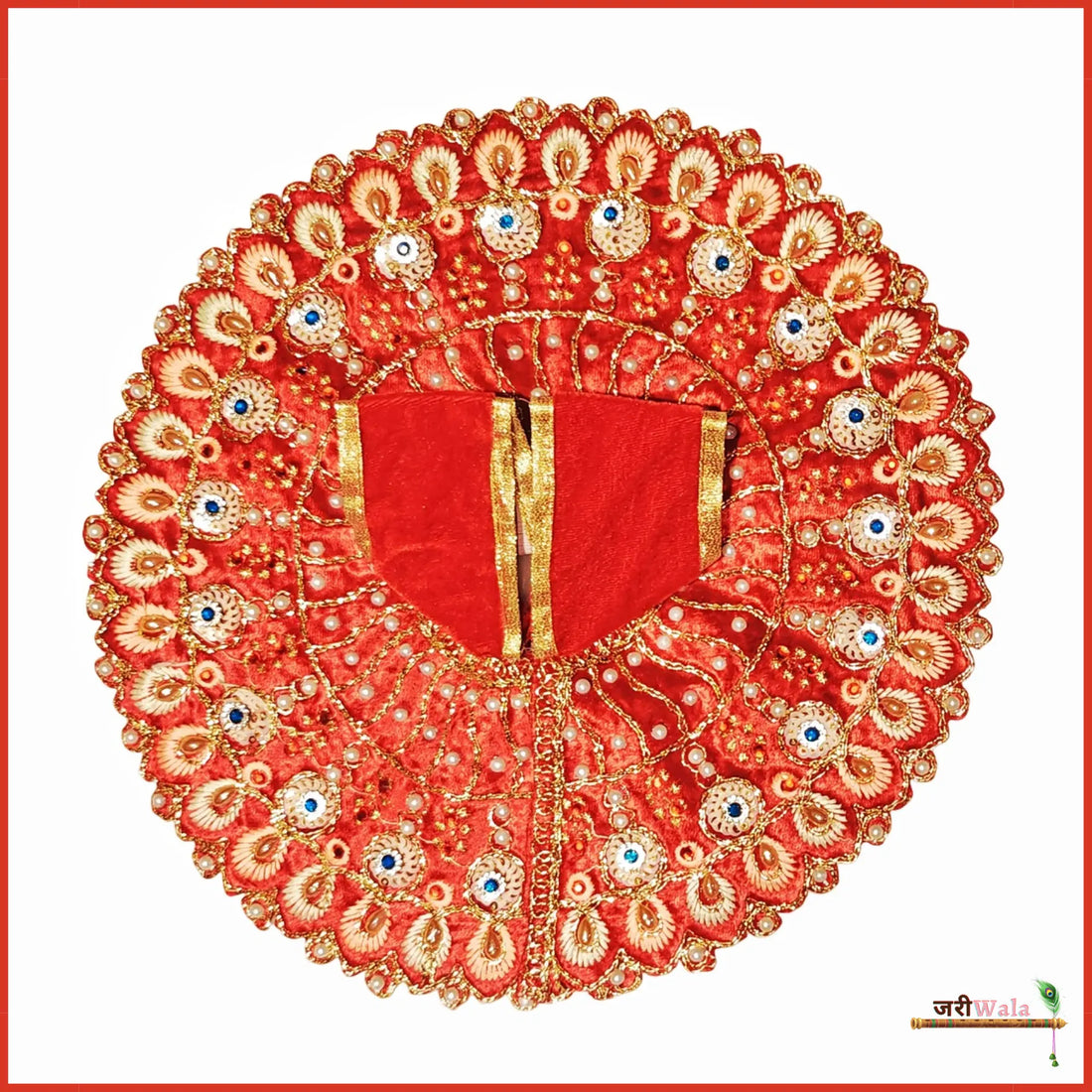 Handmade Designer Red Laddu Gopal Dress with Sitara Work - Fancy Kanha Ji Poshak for Janmashtami & Festivals | Bal Gopal & Krishna Ji Dress