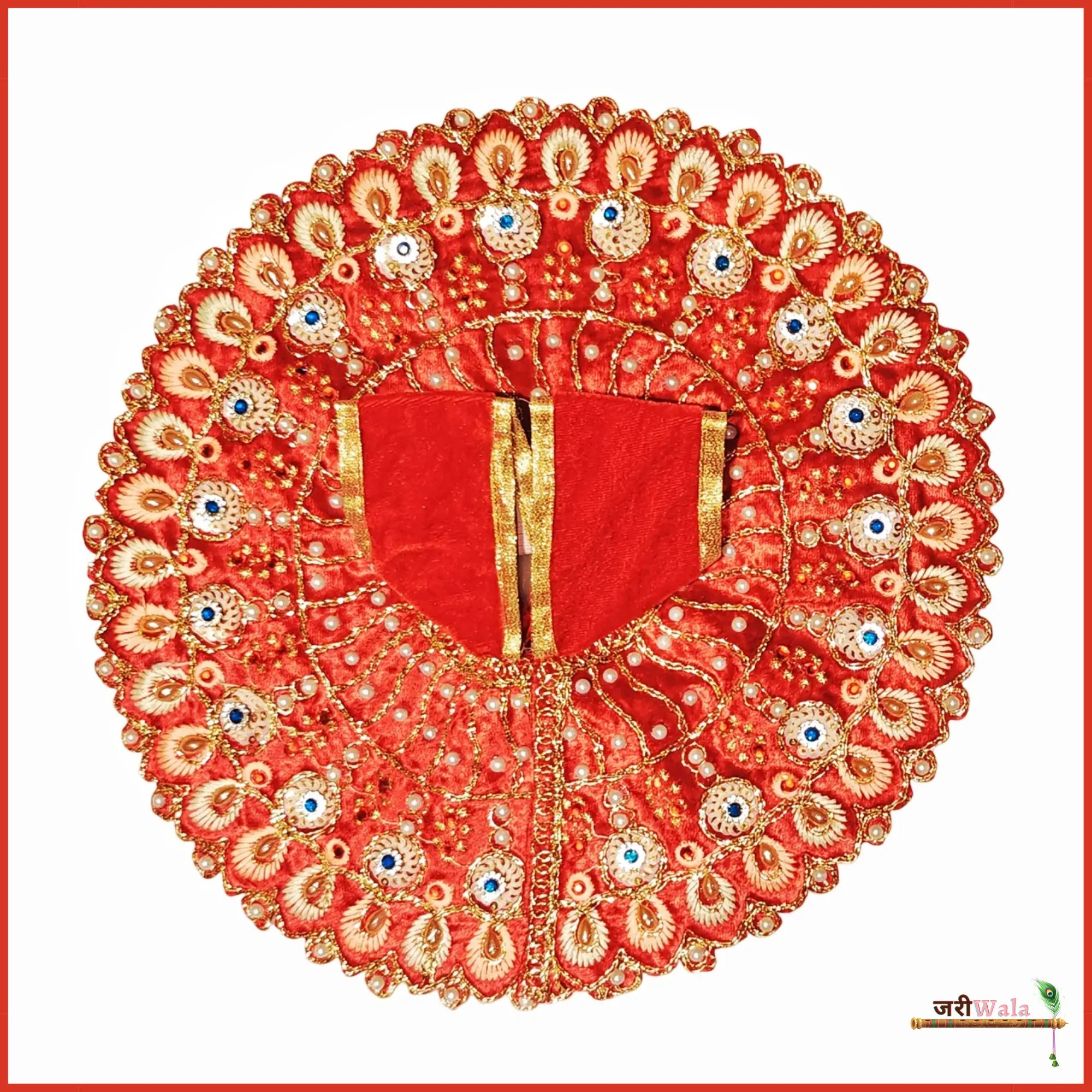 Handmade Designer Red Laddu Gopal Dress with Sitara Work - Fancy Kanha Ji Poshak for Janmashtami & Festivals | Bal Gopal & Krishna Ji Dress