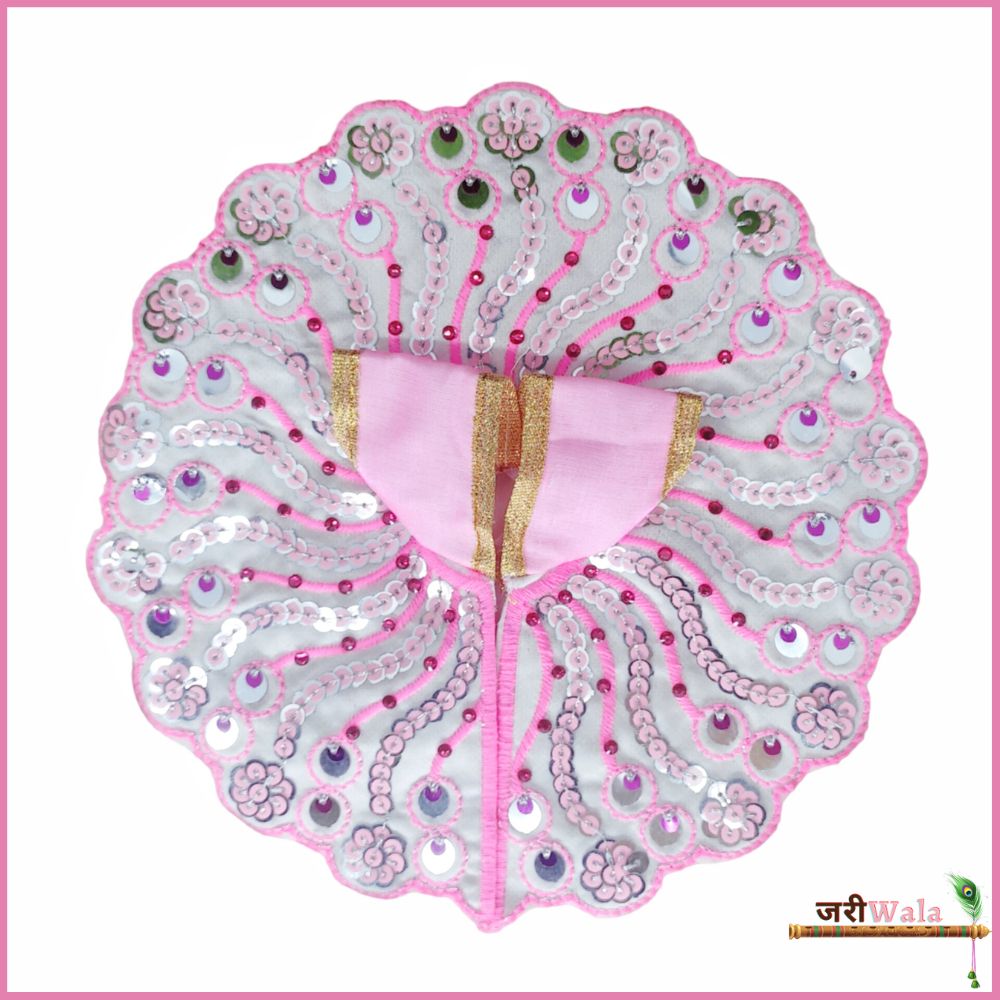 Handmade Baby Pink Blended Thread Poshak for Laddu Gopal | Designer Kanha Ji Dress | Fancy Bal Gopal Dress for Janmashtami Celebrations