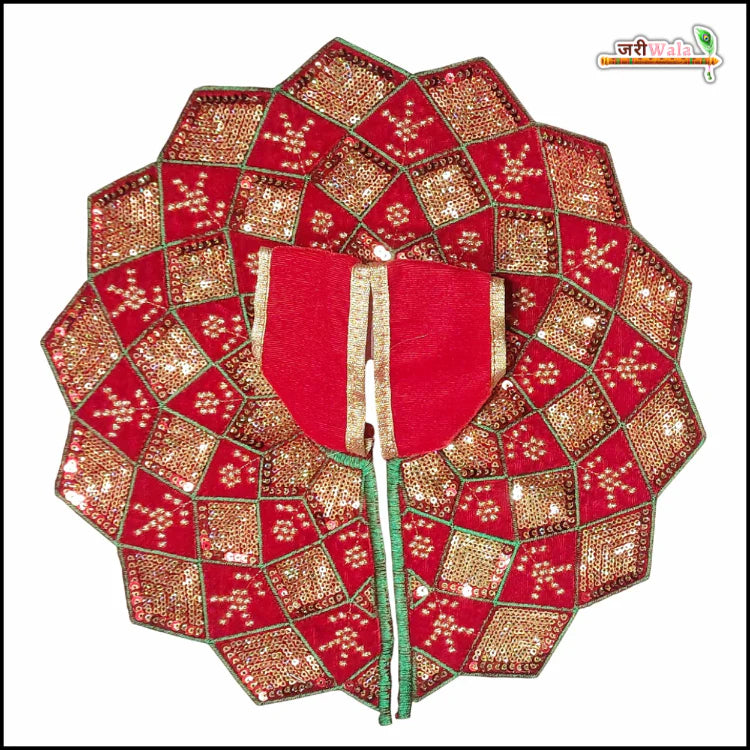 Handmade Red Laddu Gopal Dress with Sitara Work | Designer Kanha Ji Poshak for Janmashtami | Fancy Bal Gopal & Krishna Ji Dress