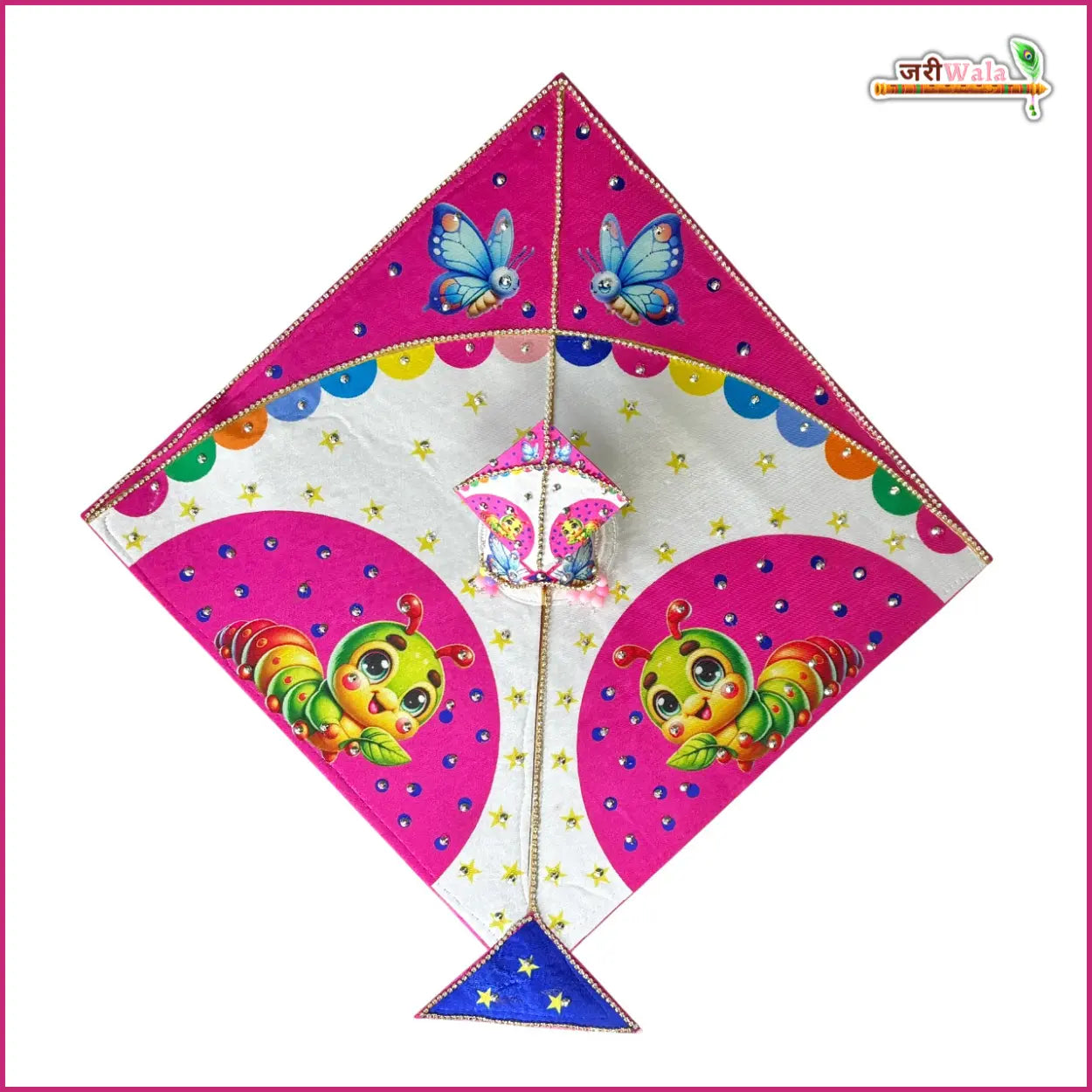 Designer Blended Fancy Kite Digital Print Magenta Poshak with Pagdi & Patka for Laddu Gopal, Kanha Ji, Bal Gopal & Krishna Ji - Perfect for Janmashtami