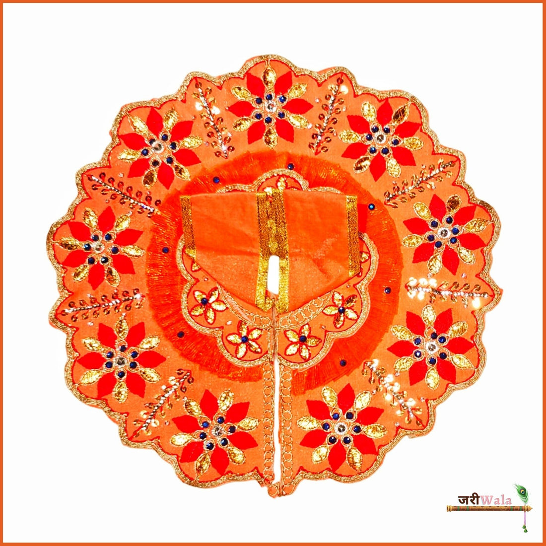 Handmade Orange Laddu Gopal Dress with Blended Net Thread Sitara Work | Designer Kanha Ji Poshak for Janmashtami | Fancy Bal Gopal Dress