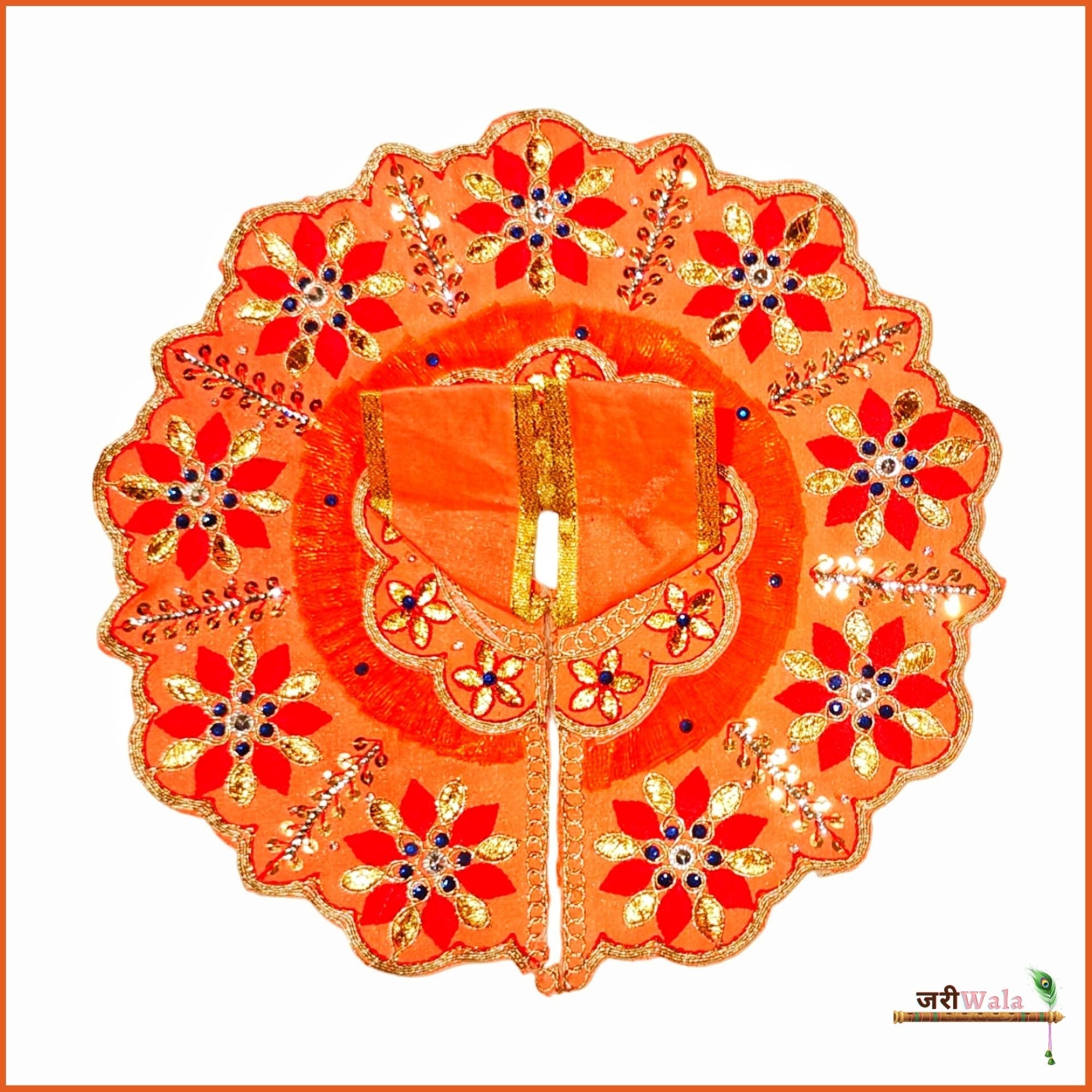 Handmade Orange Laddu Gopal Dress with Blended Net Thread Sitara Work | Designer Kanha Ji Poshak for Janmashtami | Fancy Bal Gopal Dress