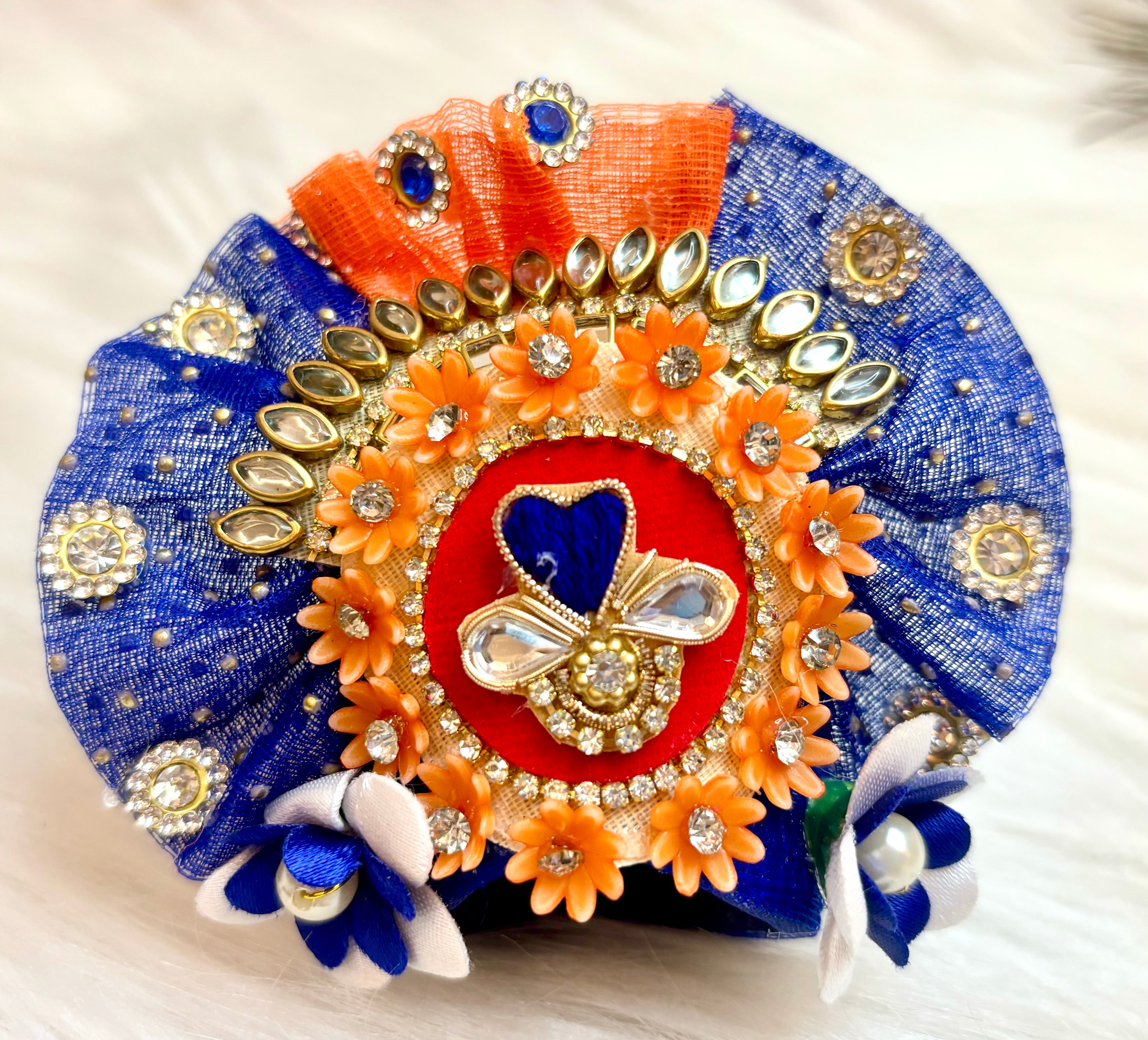Handmade Luxe Blue Pearl Laddu Gopal Dress Set - 4 Piece Designer Poshak for Kanha Ji, Bal Gopal & Krishna Ji - Perfect for Janmashtami Festival