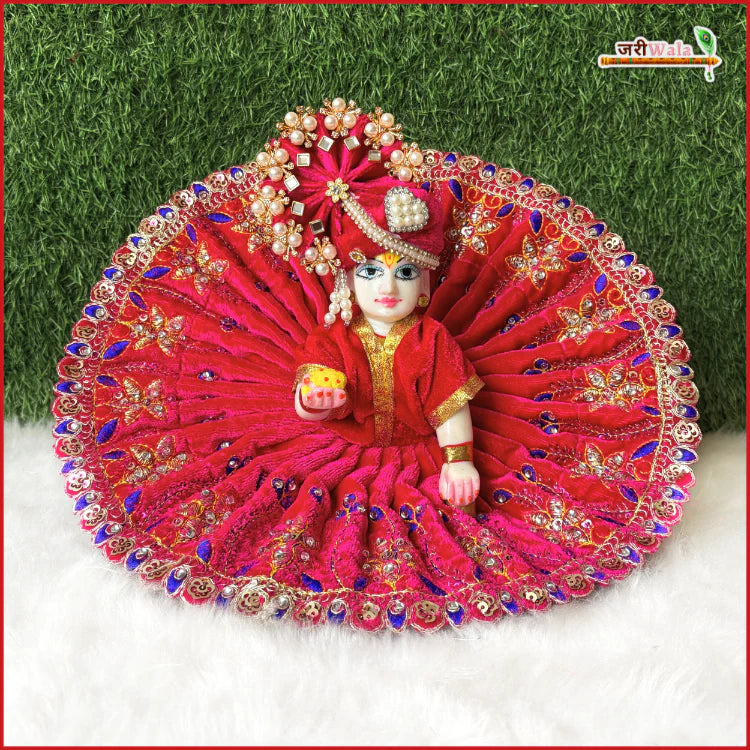 Handmade Magenta Laddu Gopal Dress with Sitara Stone Work | Designer Kanha Ji Poshak for Janmashtami | Fancy Bal Gopal Dress