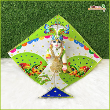 Handmade Designer Light Green Laddu Gopal Dress with Jarkan Work - Fancy Kanha Ji Poshak for Janmashtami Festival - Bal Gopal & Krishna Ji Dress