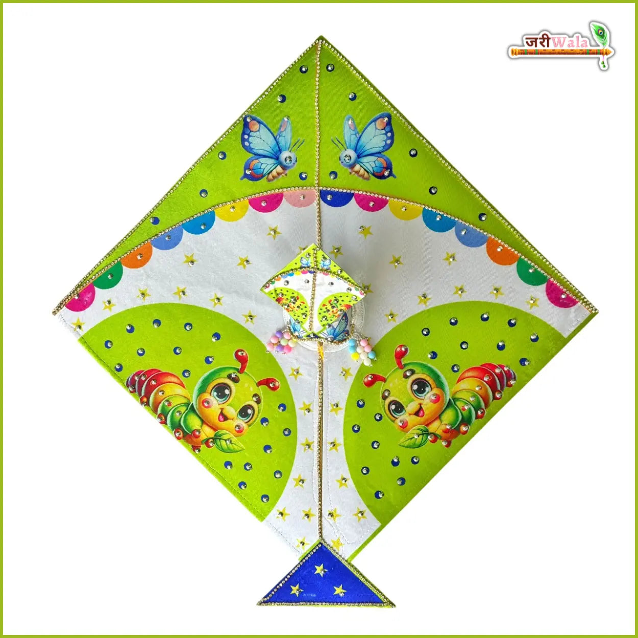 Handmade Light Green Designer Laddu Gopal Dress with Jarkan Work & Pagdi - Fancy Kanha Ji Poshak for Janmashtami & Festivals