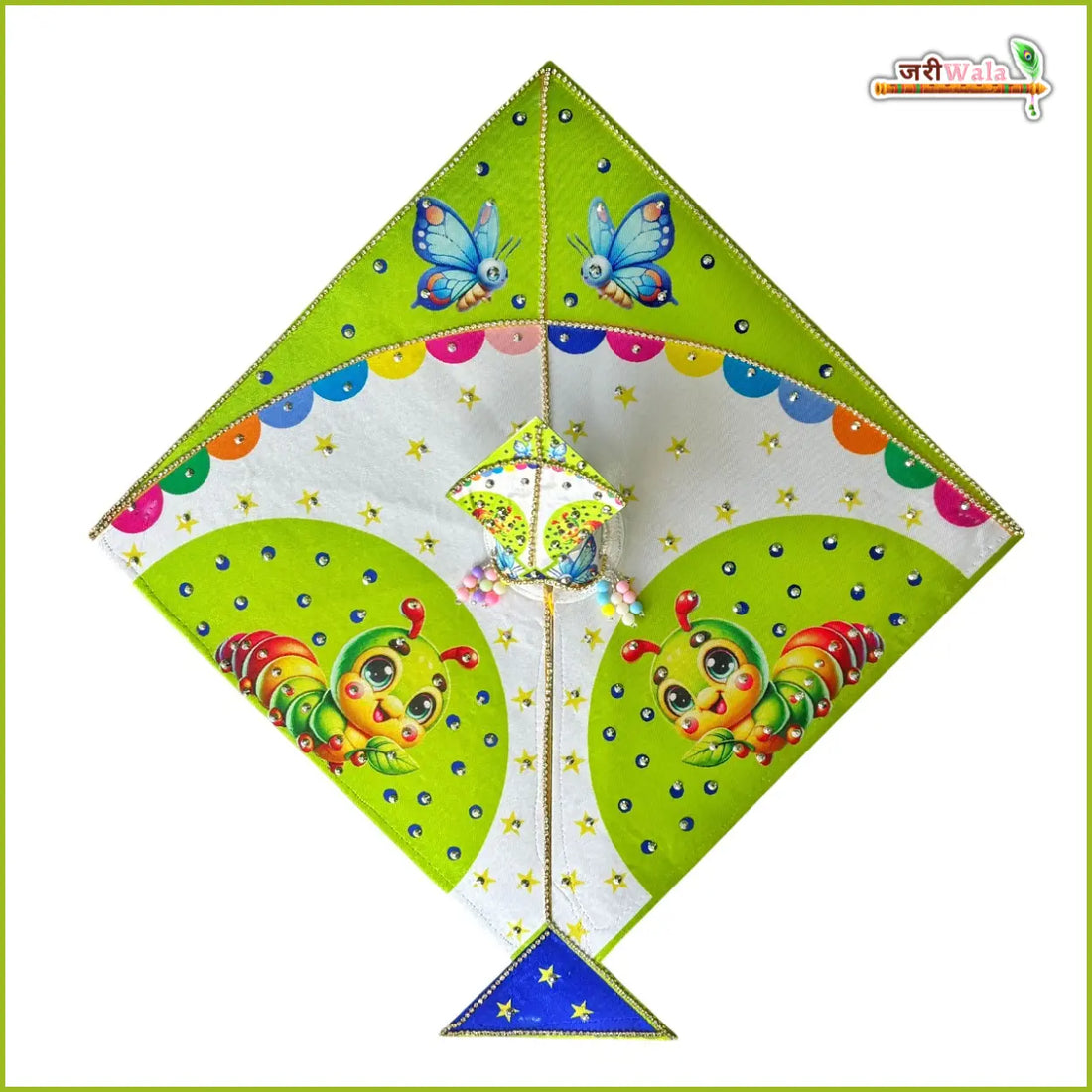 Handmade Designer Light Green Laddu Gopal Dress with Jarkan Work - Fancy Kanha Ji Poshak for Janmashtami Festival - Bal Gopal & Krishna Ji Dress