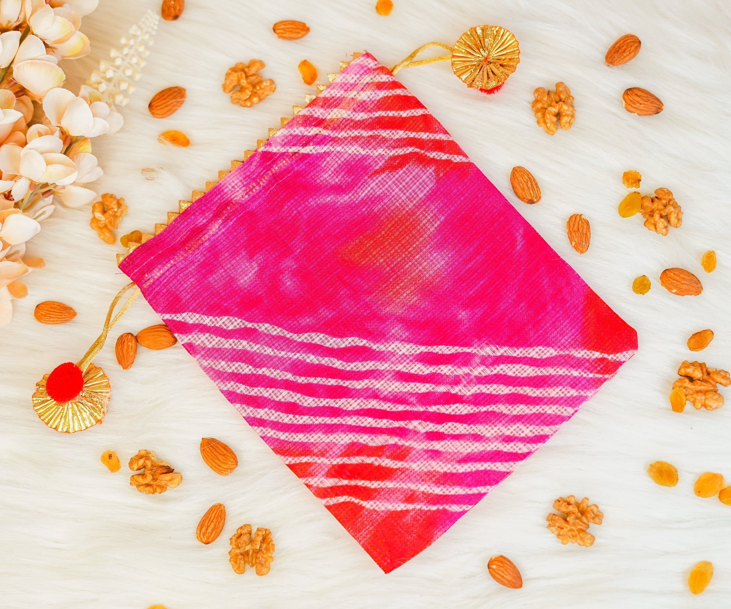Handmade Leheriya Potli Bags (Pack of 10) - Multi-Color for Janmashtami, Perfect for Laddu Gopal Dress, Kanha Ji Poshak, and Bal Gopal Dress