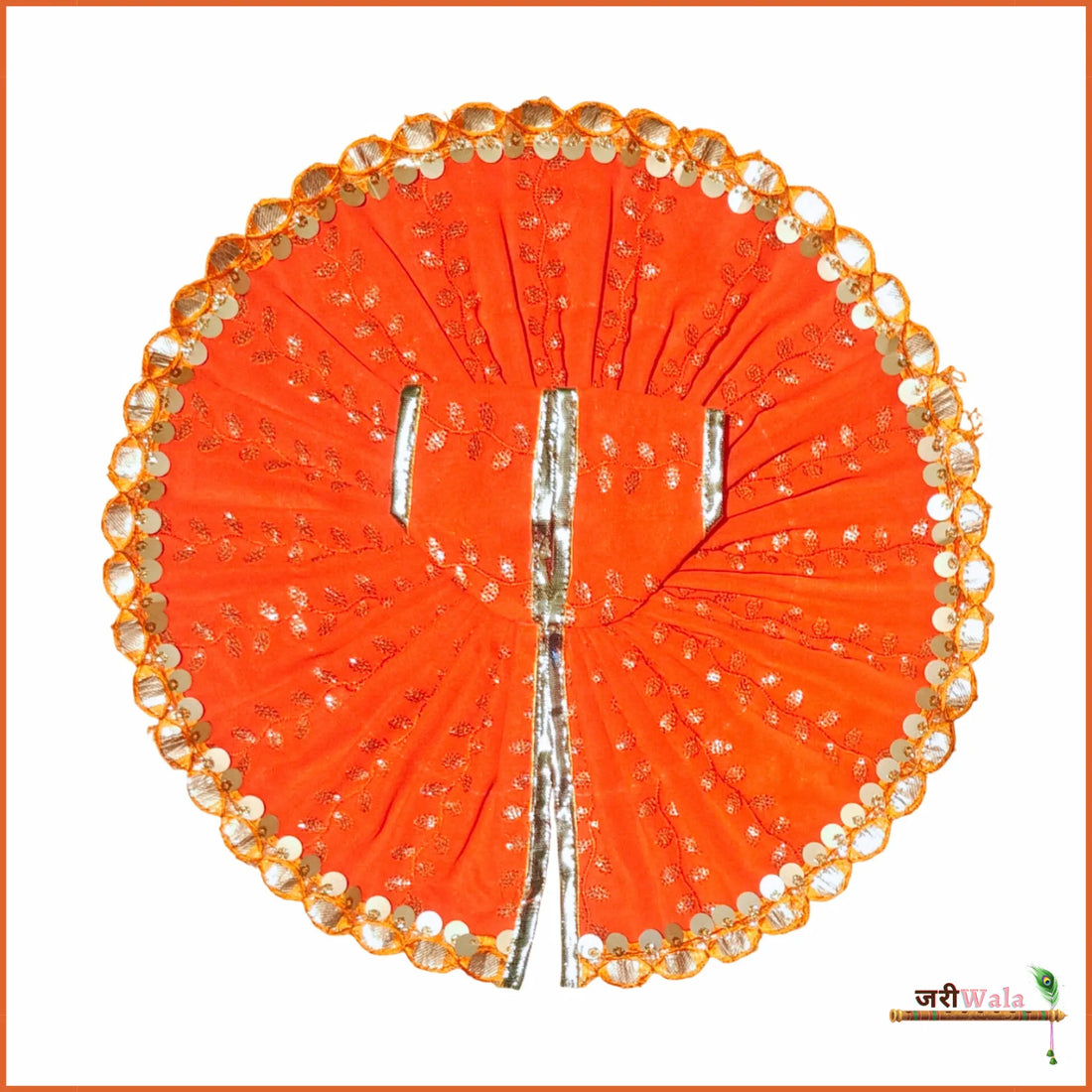 Handmade Cotton Thread Sitara Work Orange Laddu Gopal Dress | Fancy Kanha Ji Poshak for Janmashtami | Designer Bal Gopal & Krishna Ji Dress