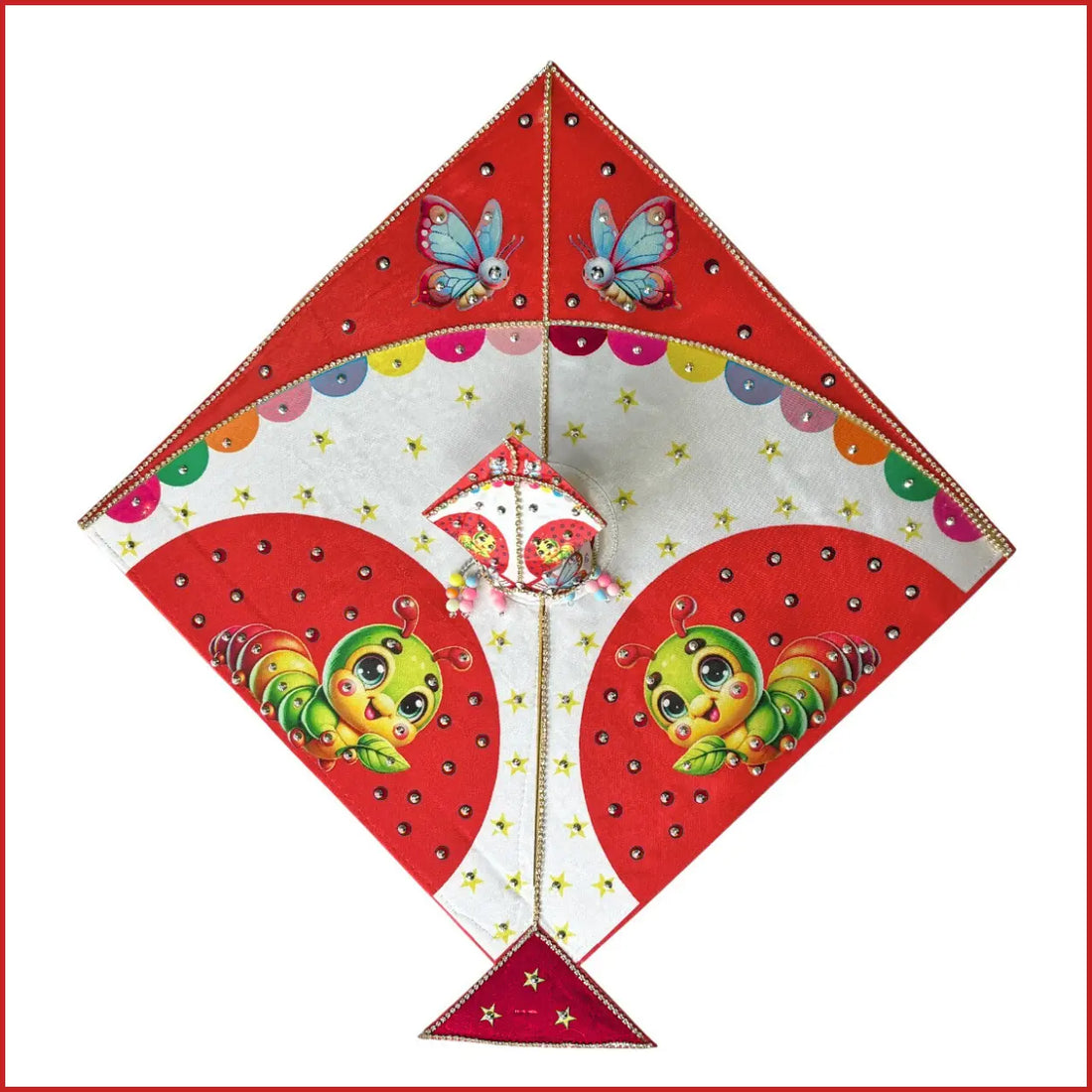 Handmade Designer Blended Fancy Kite Digital Print Poshak for Laddu Gopal, Kanha Ji, Bal Gopal & Krishna Ji - Perfect for Janmashtami Festival