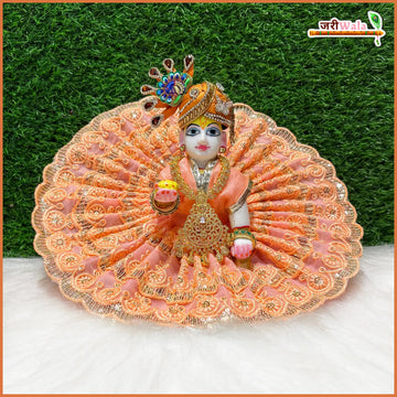 Handmade Peach Embroidery Net Thread Laddu Gopal Dress | Designer Kanha Ji Poshak for Janmashtami | Fancy Bal Gopal & Krishna Ji Dress