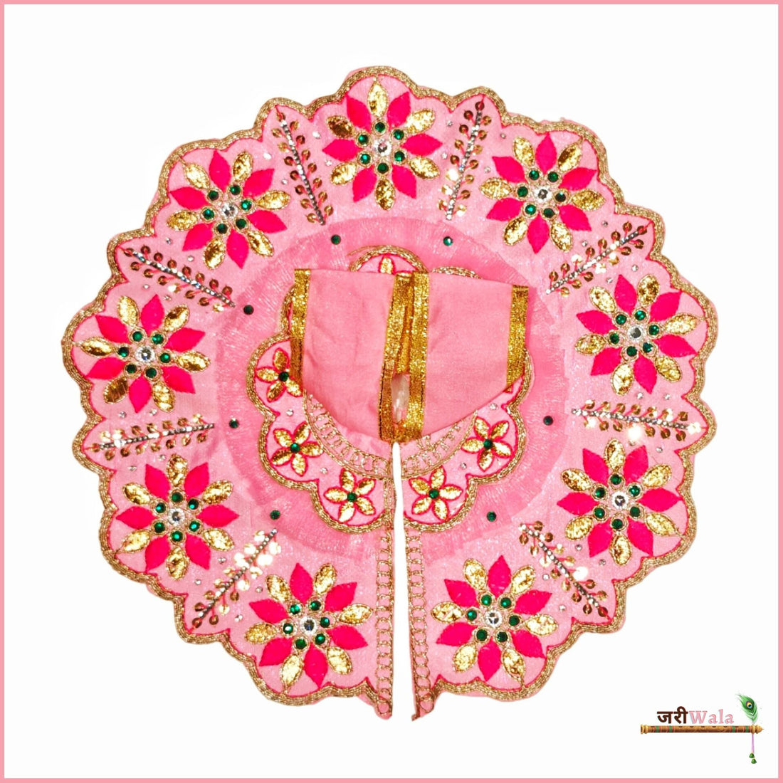 Handmade Baby Pink Laddu Gopal Dress with Blended Net Thread Sitara Work | Designer Kanha Ji Poshak for Janmashtami & Festivals | Fancy Bal Gopal Dress