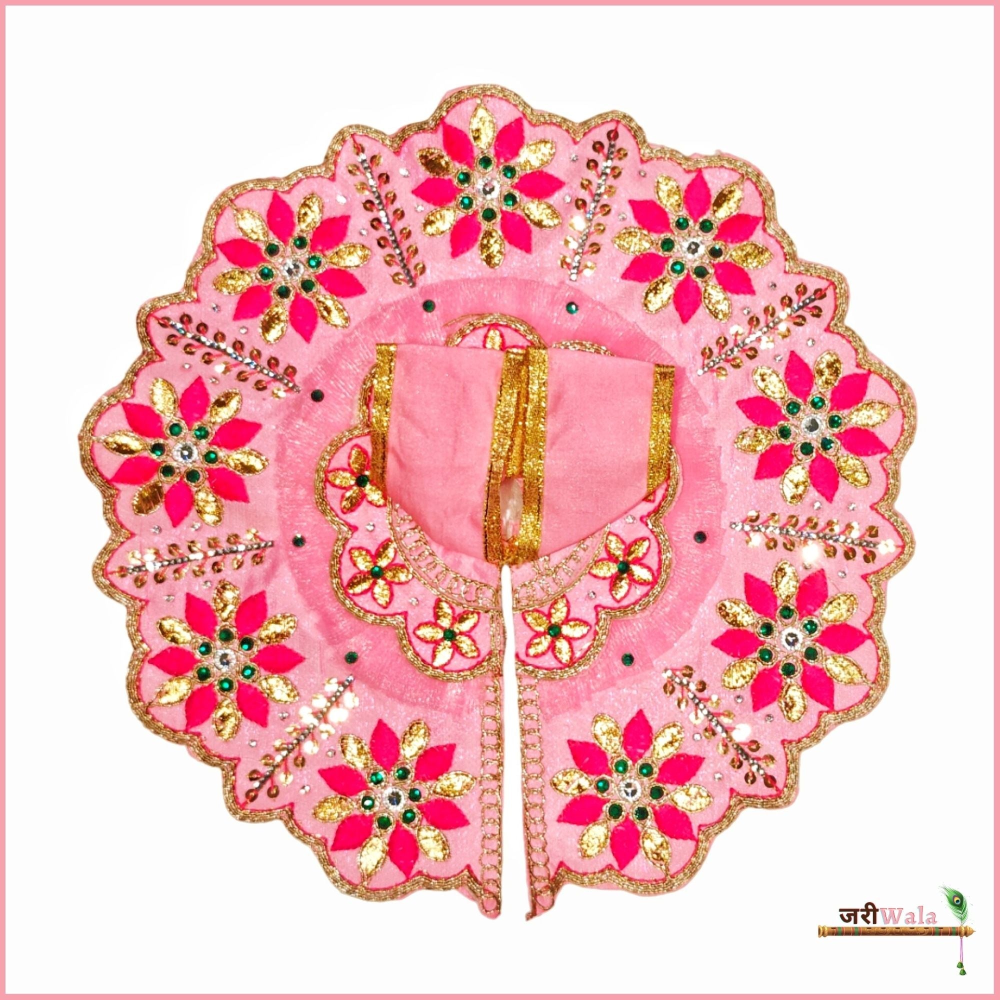 Handmade Baby Pink Laddu Gopal Dress with Blended Net Thread Sitara Work | Designer Kanha Ji Poshak for Janmashtami & Festivals | Fancy Bal Gopal Dress