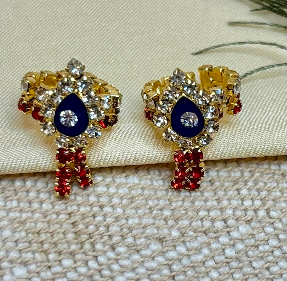 Handmade Red Jarkan Kangan for Laddu Gopal Ji - Designer Kanha Ji Poshak, Fancy Bal Gopal Dress for Janmashtami Celebrations